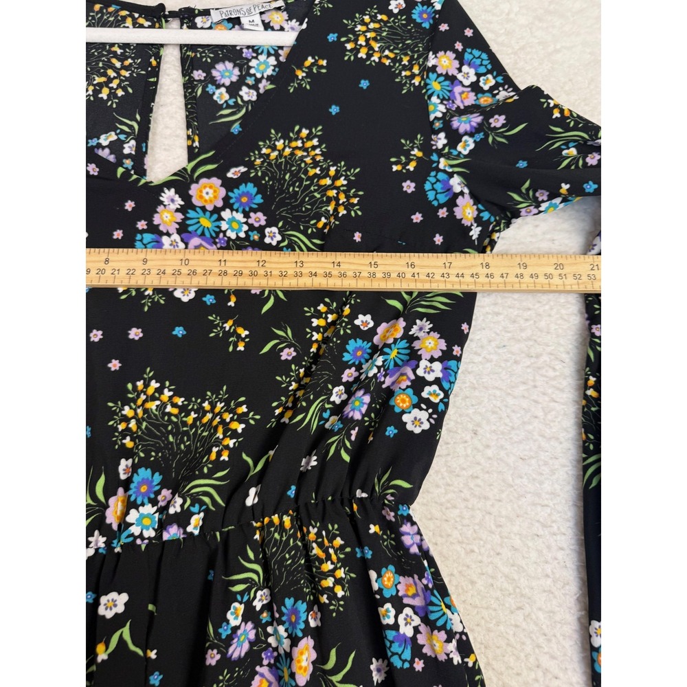 Patrons Of Peace Romper Womens M Black Floral Ruffle Whimsygoth Festival - Picture 9 of 9